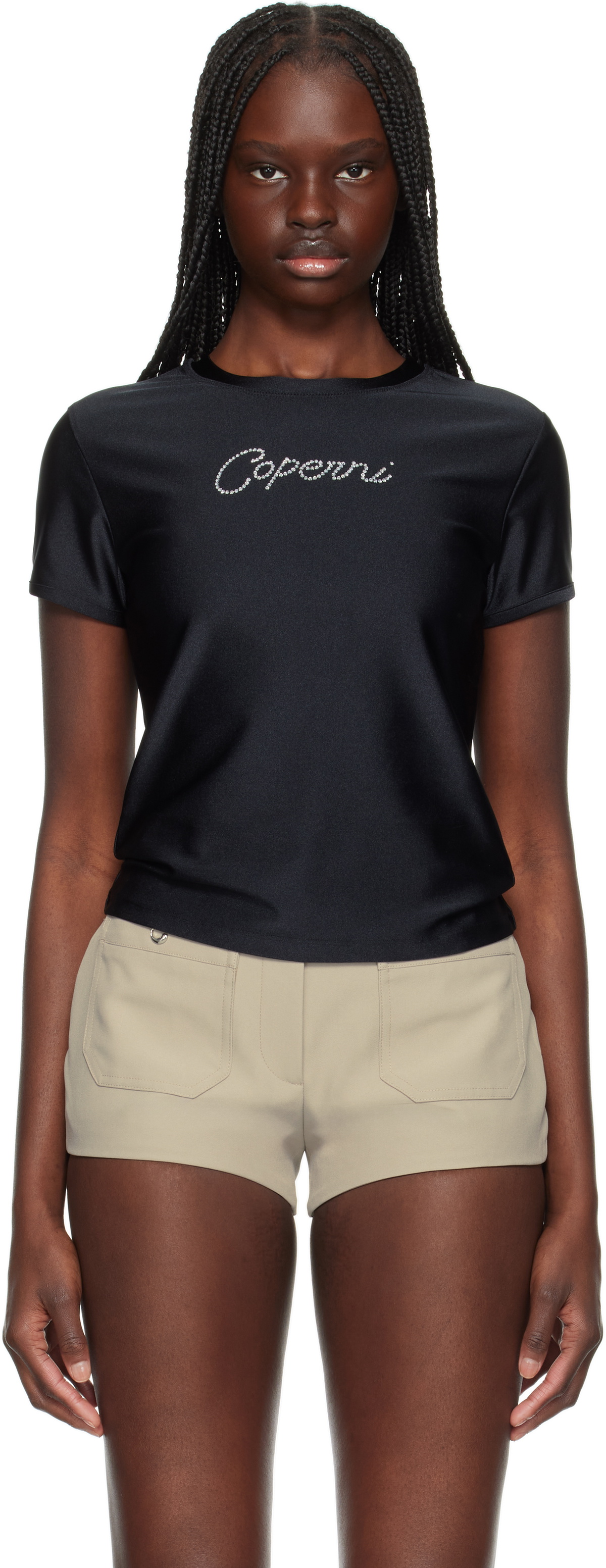 Coperni Black Crystal Logo T-shirt Coperni