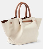 DeMellier New York Midi leather-trimmed canvas tote bag