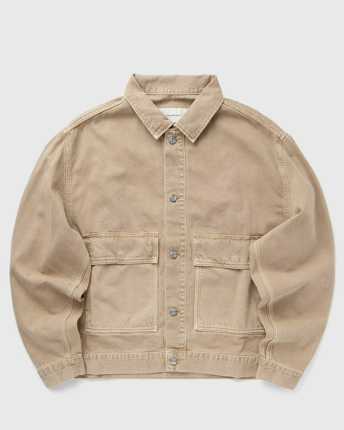 Calvin Klein Jeans MINIMAL TRUCKER JACKET Beige Mens Denim Jacket