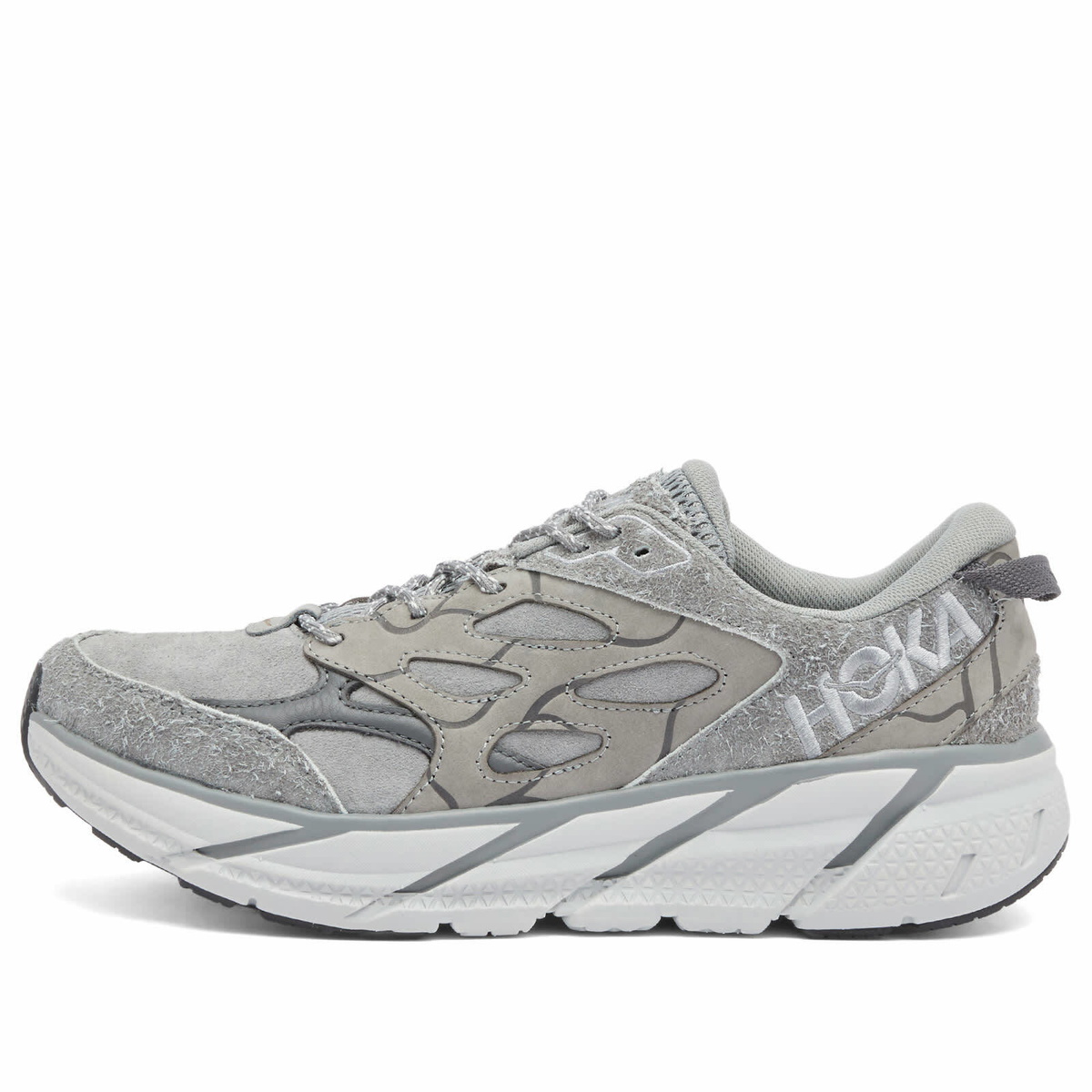 ハナ HOKA ONE ONE U Clifton L Suede TP in Galactic Grey/Satellite