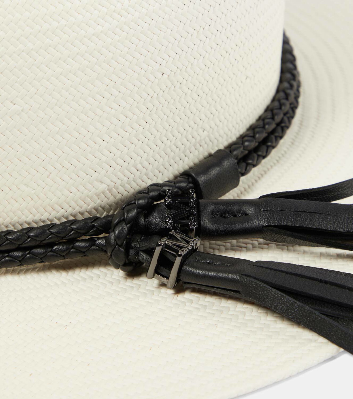 ハット MAX MARA ELFI HAT Max Mara Elfi leather-trimmed straw boater hat Max Mara