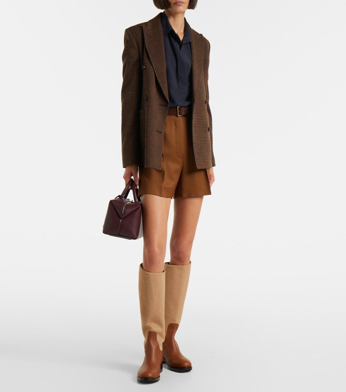 Max Mara Cavaliere leather and wool knee-high boots