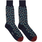 Paul Smith Navy Torn Floral Socks