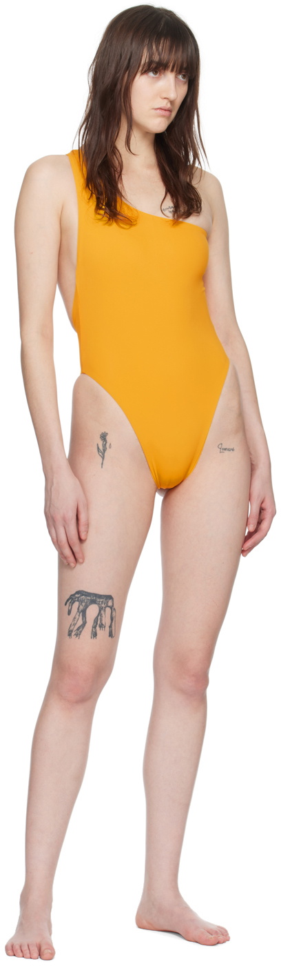 Louisa Ballou Yellow Plunge One-Piece Swimsuit