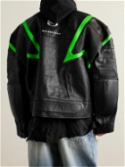 Balenciaga - Racer Oversized Distressed Panelled Leather Jacket - Black