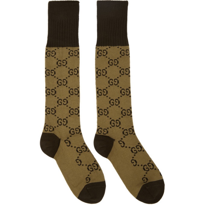 Photo: Gucci Beige and Brown GG Socks
