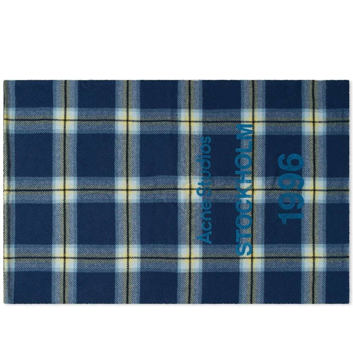 Photo: Acne Studios Men's Cassiar Check New Scarf in Dark Blue/Light Blue