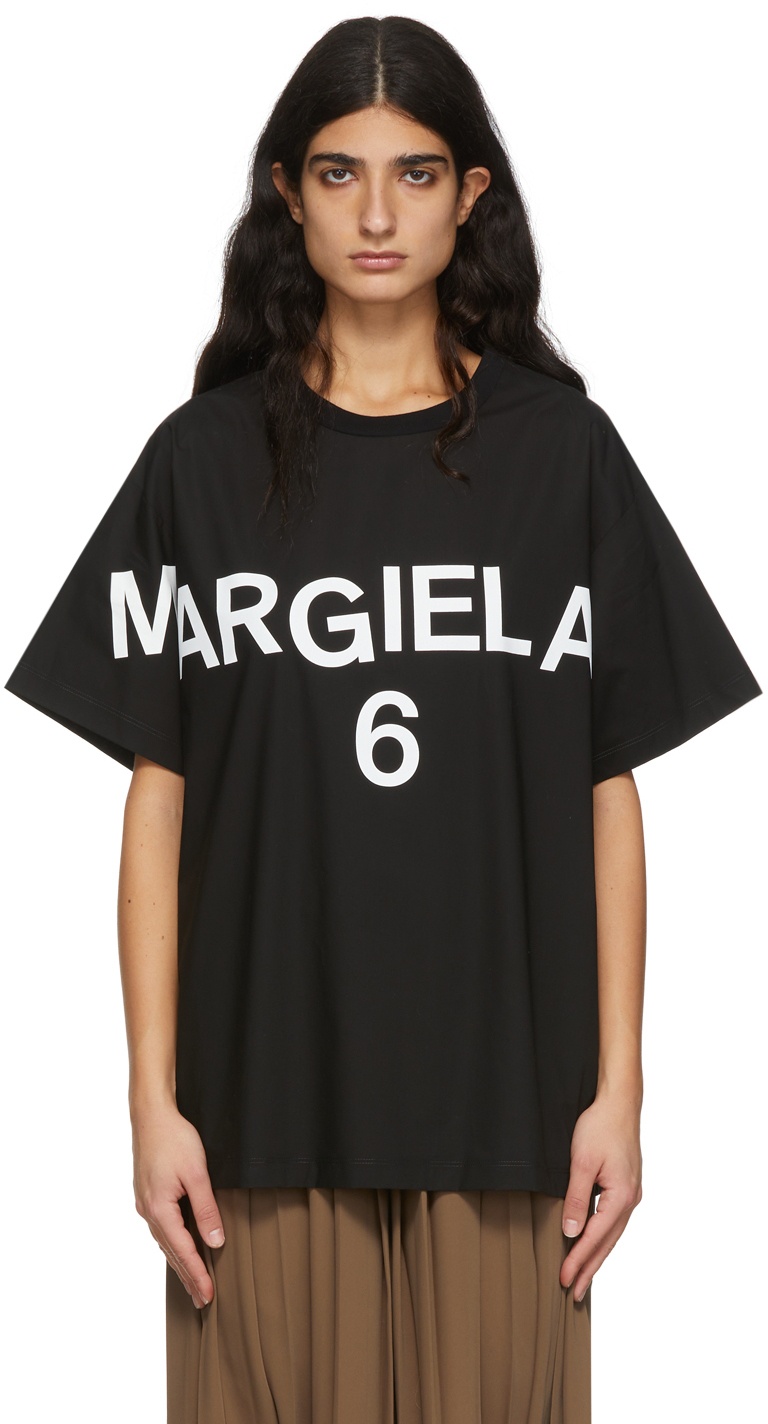 MM6 Maison Margiela Black Poplin T-Shirt MM6 Maison Margiela
