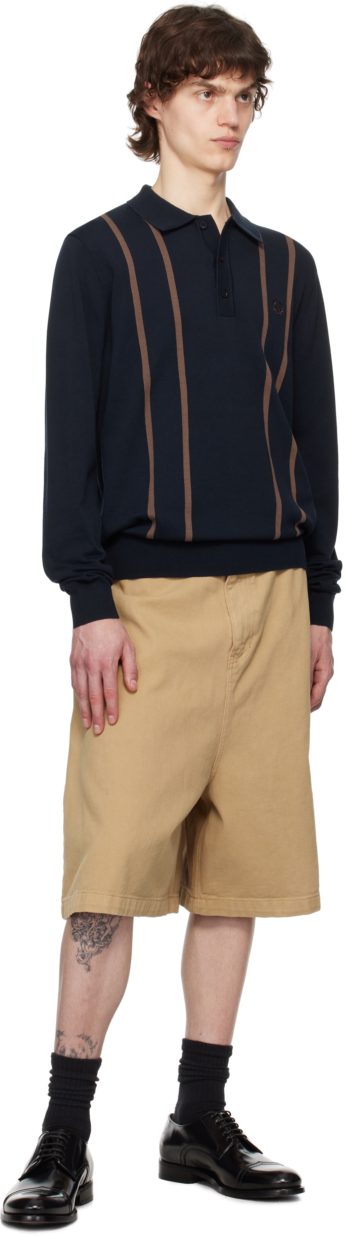 Fred Perry Navy Knitted Polo
