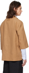 ZEGNA Tan Open Placket Polo