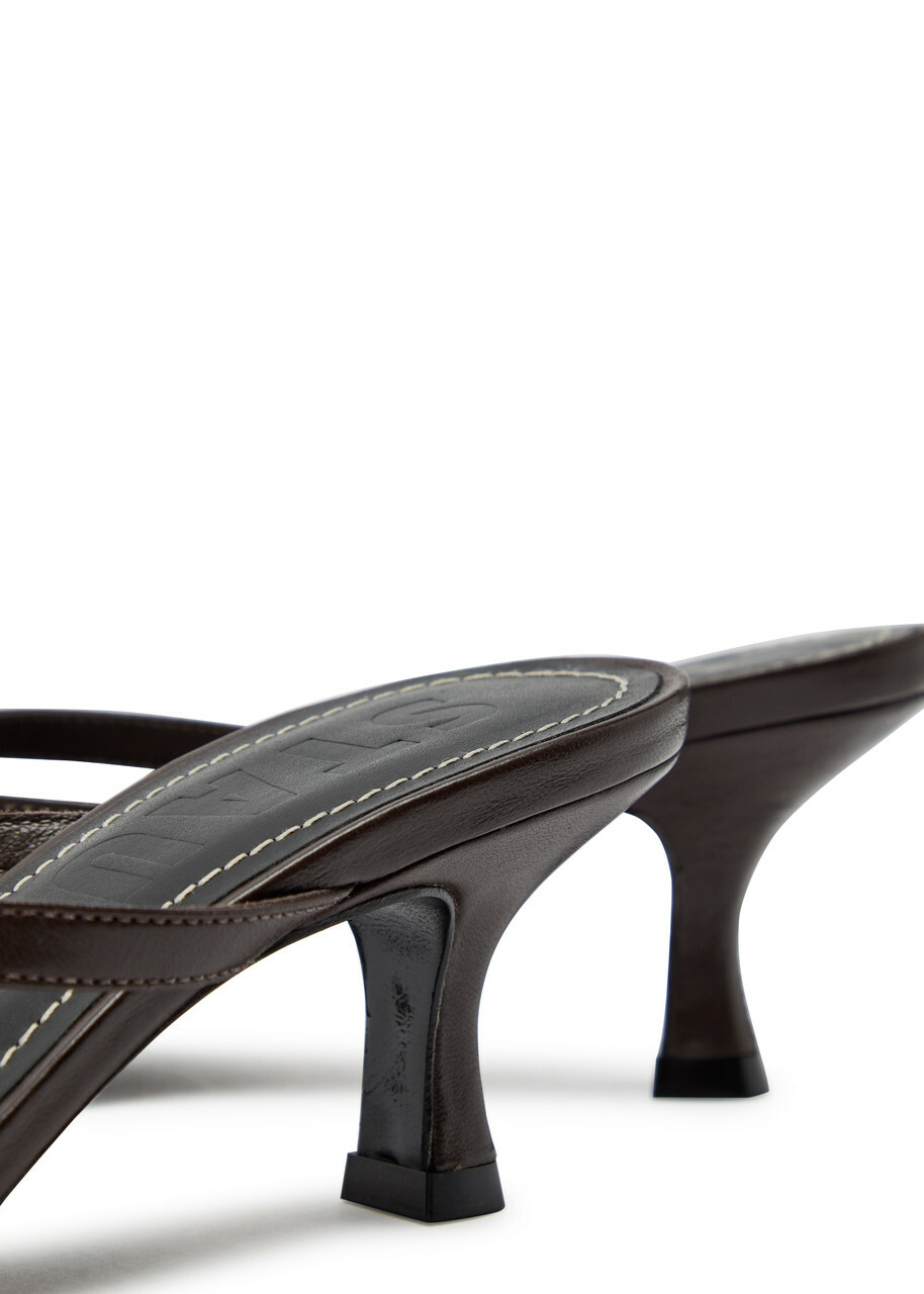 Staud Freja 60 Leather Mules Brown
