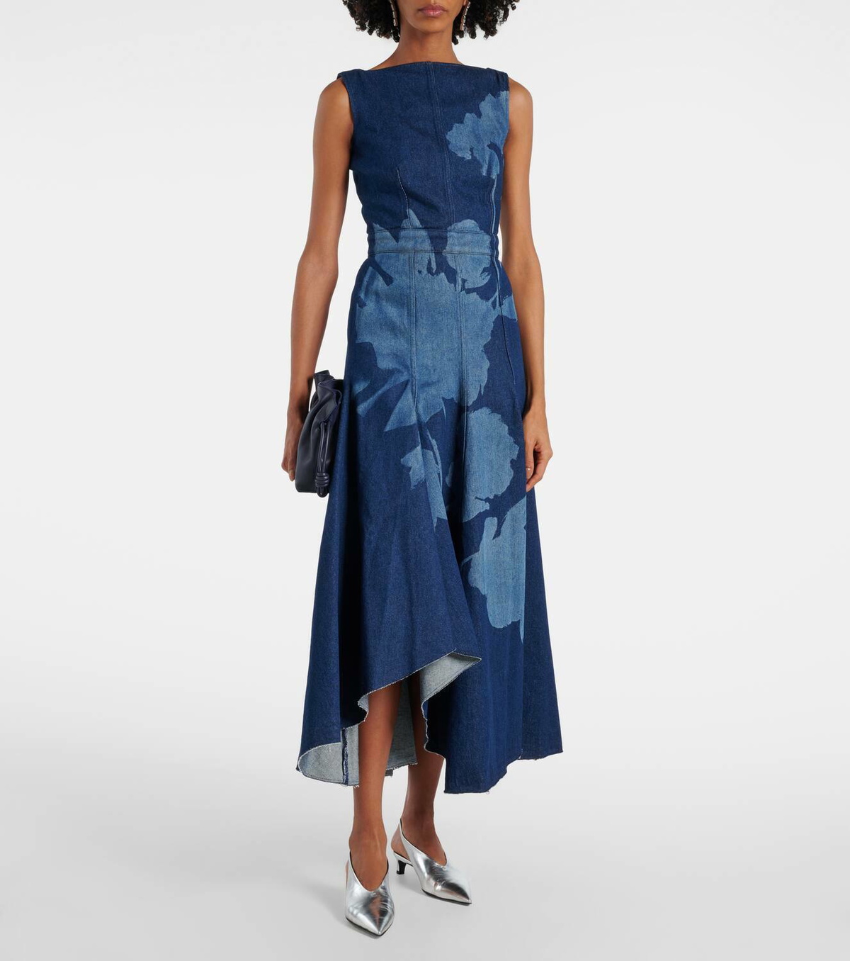 Erdem Printed floral denim midi dress Erdem