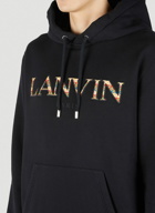 Lanvin - Fleece Logo Hooded Sweatshirt in Black