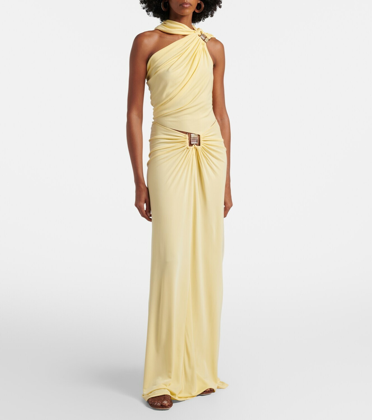 Christopher Esber Bezel Quartz gathered jersey maxi skirt