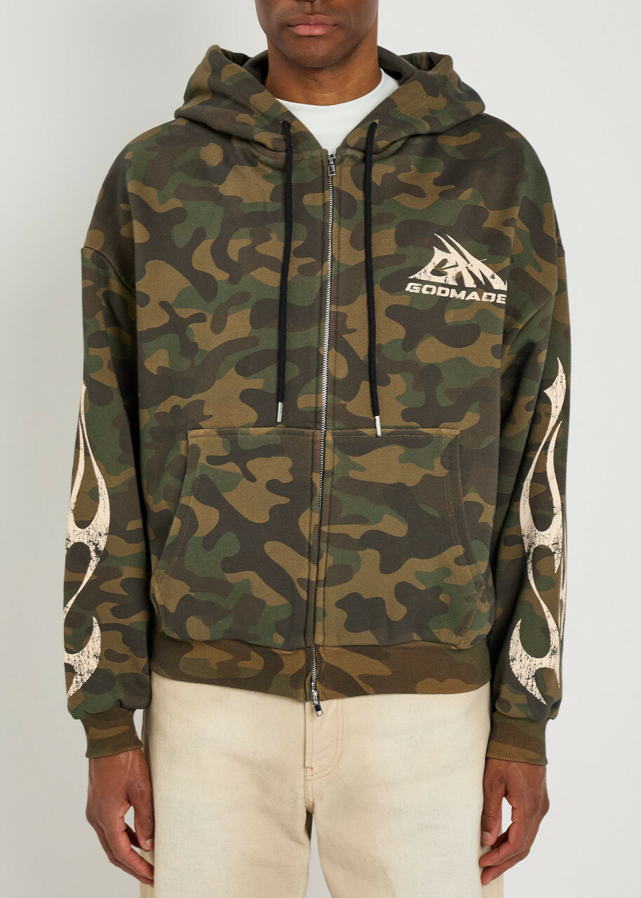God Made Military Camouflage Hooded Cotton Sweatshirt Multicoloured 1