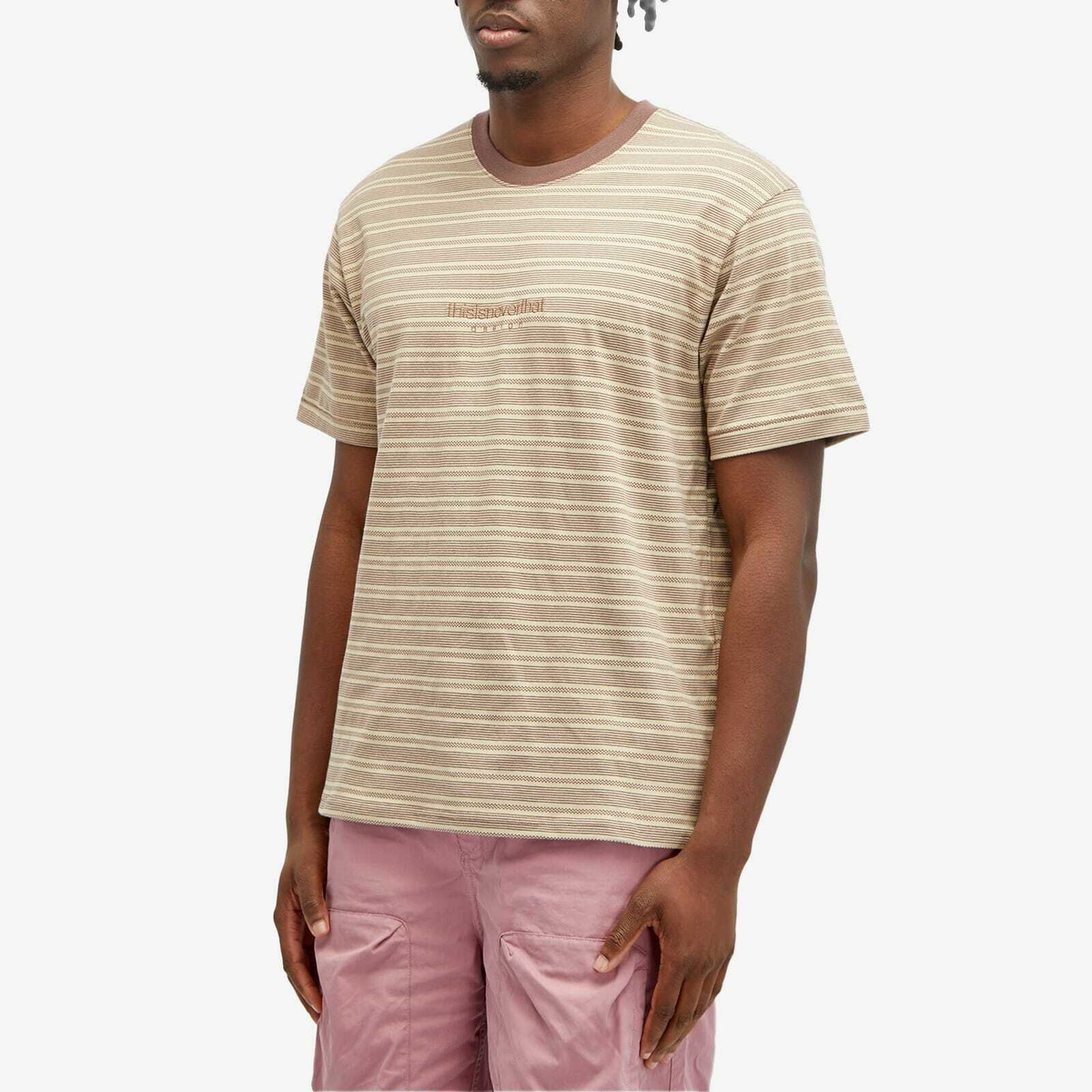 thisisneverthat Men's Micro Striped T-Shirt in Brown