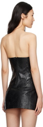 KIM SHUI Black Snake-Embossed Faux-Leather Tank Top
