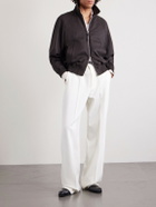 TOM FORD - Leather-Trimmed Wool and Silk-Blend Jacket - Brown