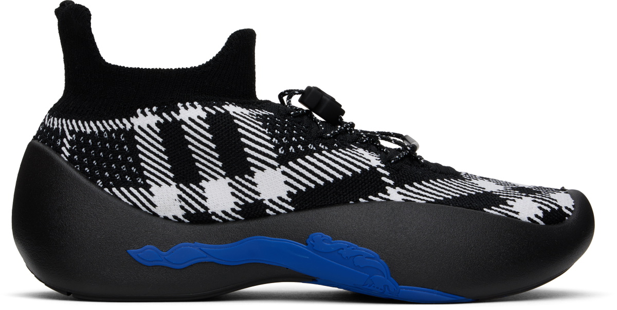 Burberry Black & White Check Knit Neptune Sneakers