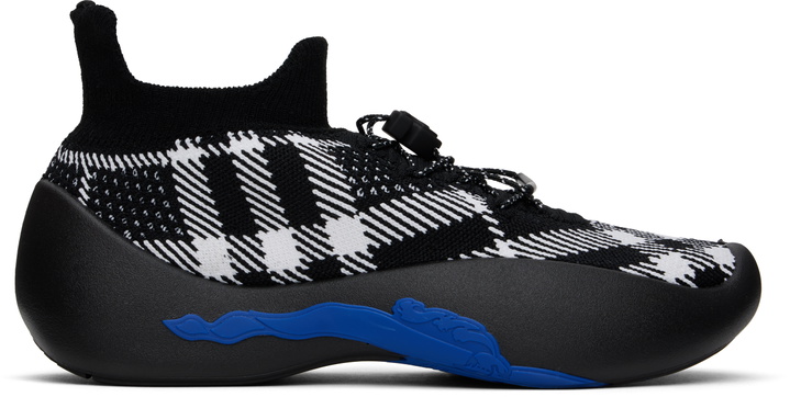 Photo: Burberry Black & White Check Knit Neptune Sneakers