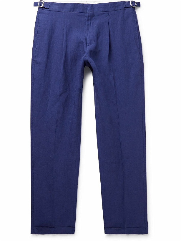 Photo: Orlebar Brown - Derwin Slim-Fit Pleated Linen Suit Trousers - Blue