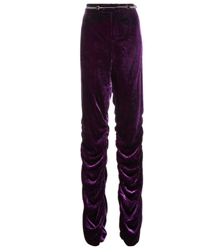 Photo: Gucci Horsebit low-rise straight velvet pants