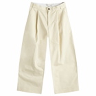 Studio Nicholson Men's Sorte Deep Pleat Volume Twill Pants in Cream