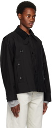 Solid Homme Black Spread Collar Jacket