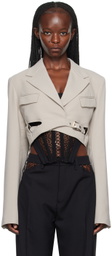 Dion Lee Gray Interlock Cropped Blazer