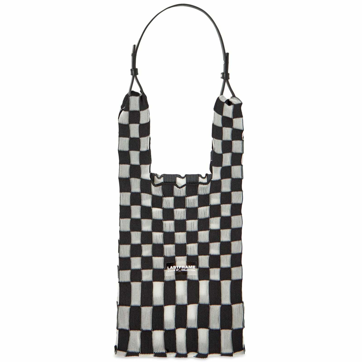 LASTFRAME Women's Sheer Ichimatsu Market Bag Medium in Black/Clear