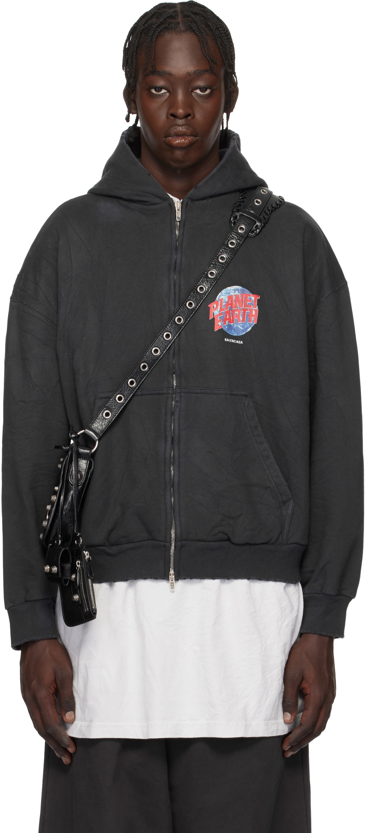 その他 BALENCIAGA THE  GLOBE Balenciaga Black 'Planet Earth' Zip-Up Hoodie Balenciaga