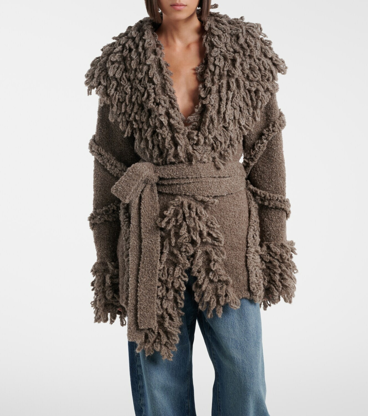 The Attico Fringed wool and cashmere-blend cardigan
