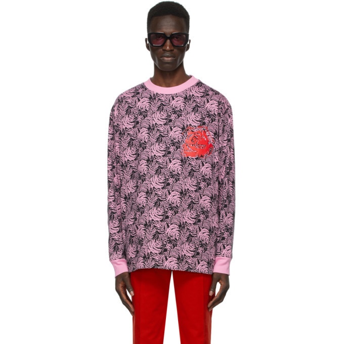 Photo: SSENSE WORKS SSENSE Exclusive Jeremy O. Harris Black and Pink Rose Long Sleeve T-Shirt