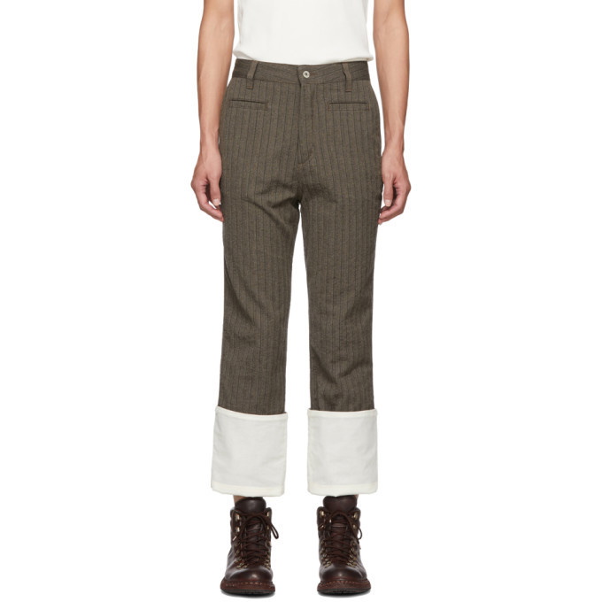 Photo: Loewe Brown Wool Striped Fisherman Trousers