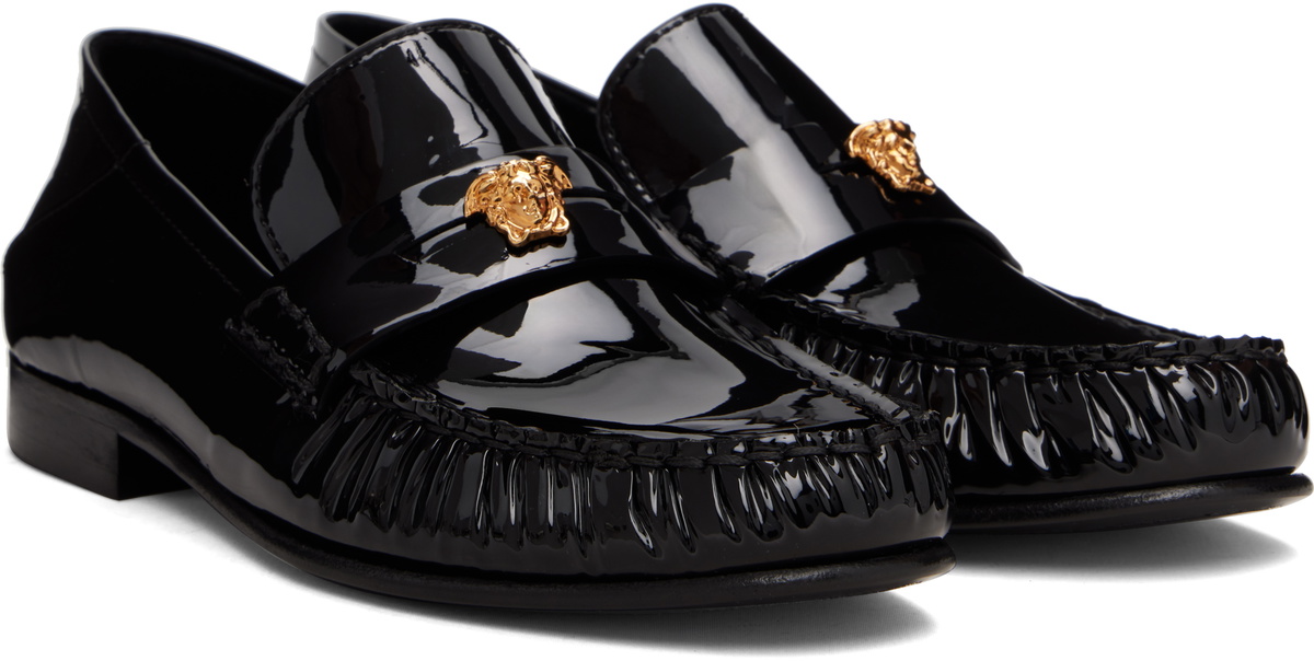 Versace Black Calf Leather Loafers