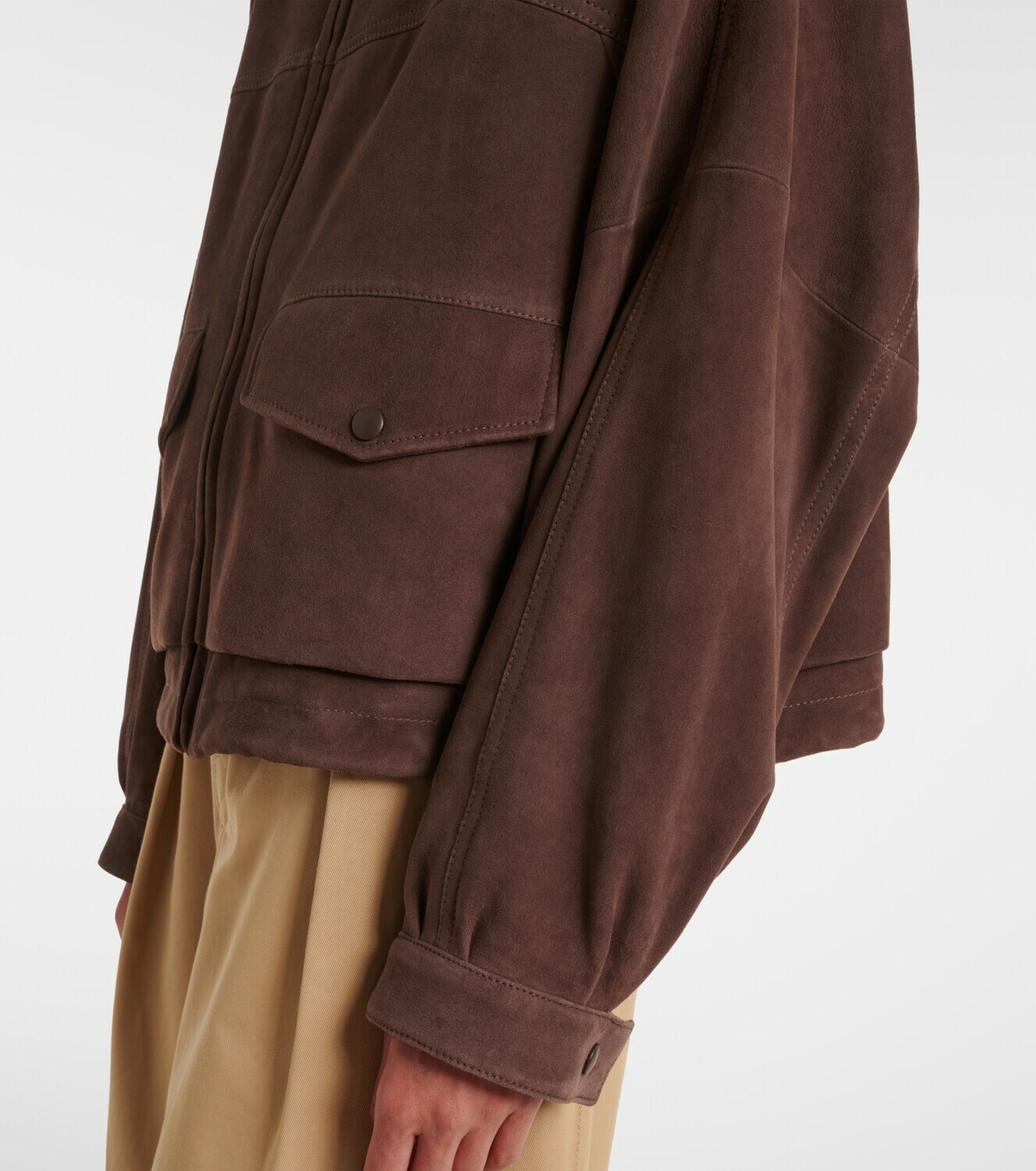 Loewe Leather-trimmed suede jacket