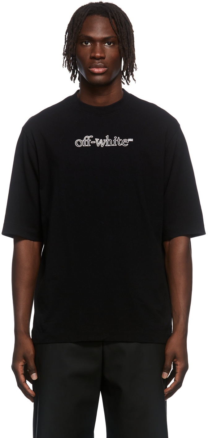 Photo: Off-White Black Slanted Logo Print T-Shirt