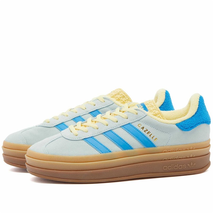 Photo: Adidas Women's GAZELLE BOLD W Sneakers in Almost Blue/Bright Blue/Almost Yellow