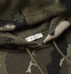 Valentino - Distressed Camouflage-Jacquard Virgin Wool-Blend Hoodie - Men - Army green