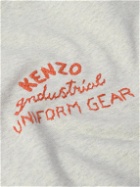 KENZO - Drawn Varsity Logo-Embroidered Printed Cotton-Jersey Hoodie - Gray