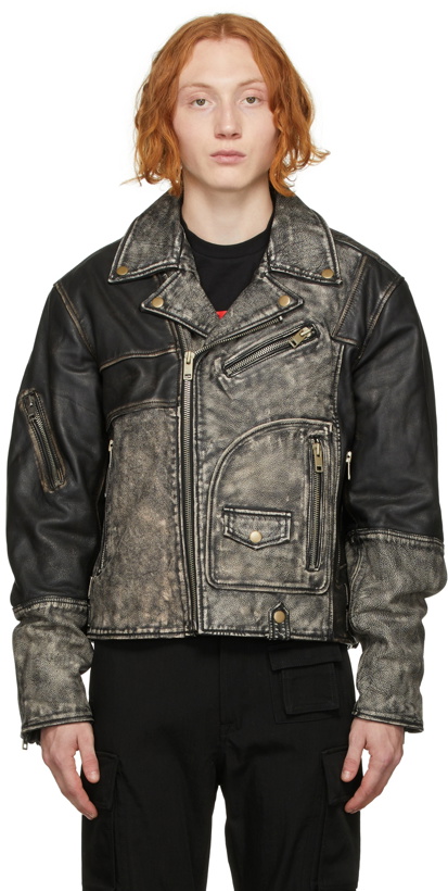 Photo: Diesel Black Faded Conway Leather Jacket