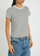 Frame The Baby Tee Striped Cotton T-shirt Navy