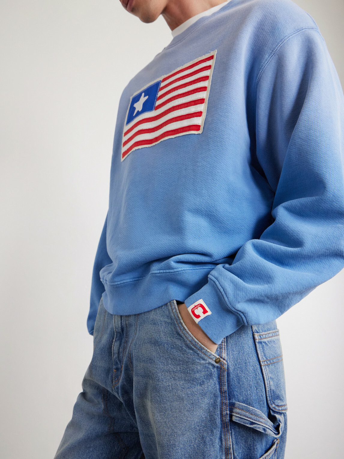 Cherry Los Angeles - Embroidered Cotton-Jersey Sweater - Blue