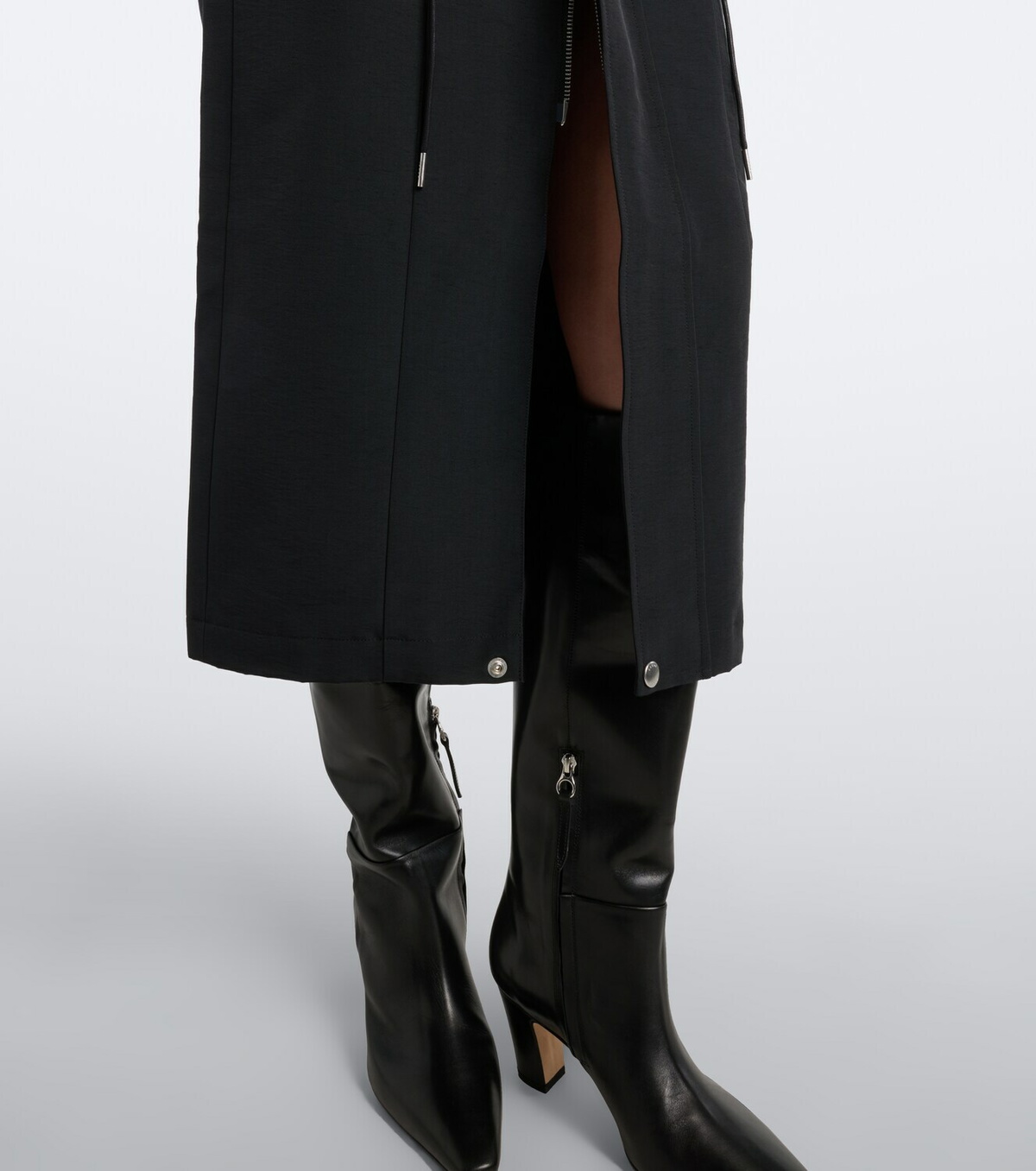Sacai Cotton-blend zip-up midi skirt