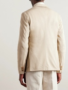 Loro Piana - Slim-Fit Unstructured Cotton, Silk and Linen-Blend Piqué Blazer - Neutrals
