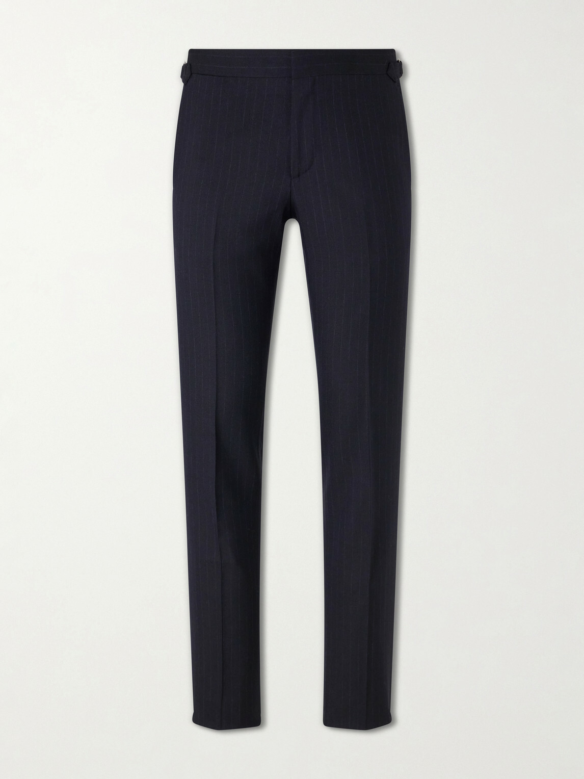 Lardini - Straight-Leg Pleated Striped Wool Trousers - Blue