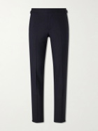 Lardini - Straight-Leg Pleated Striped Wool Trousers - Blue