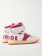 RHUDE - Rhecess Distressed Leather High-Top Sneakers - Red - 7