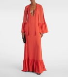 Valentino Caped silk georgette maxi dress