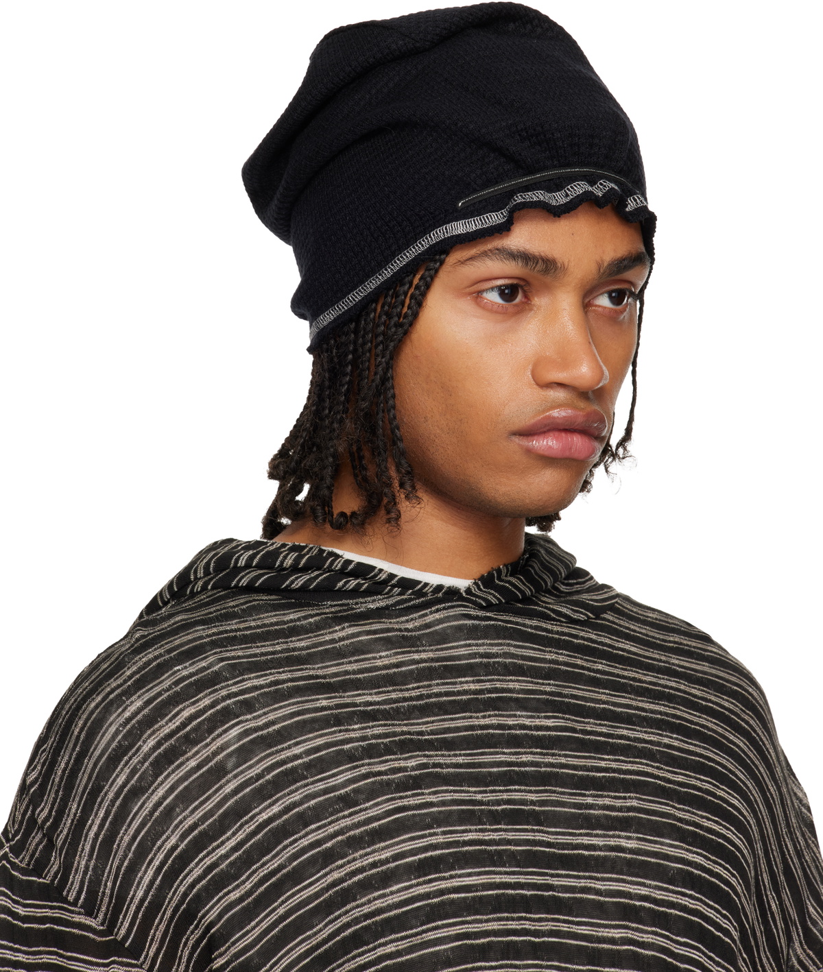 424 Black Elastic Beanie